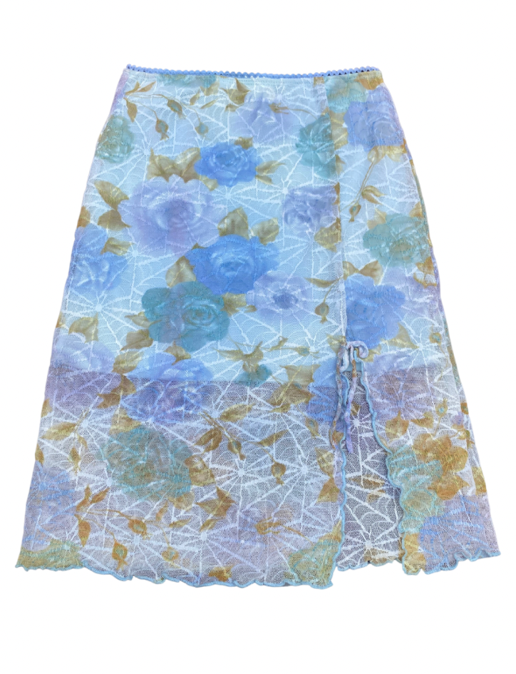 Vintage floral spider web midi skirt