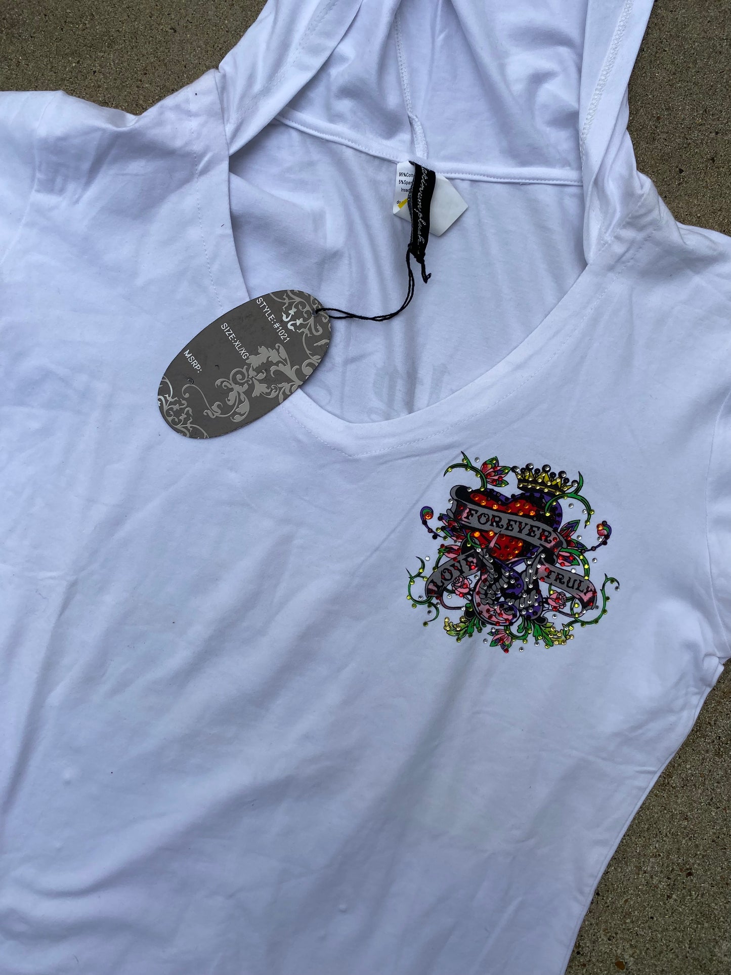 Ed hardy type white mini hoodie dress xl