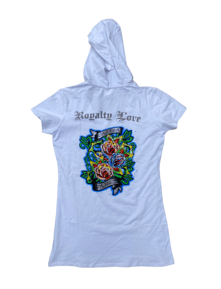 Ed hardy type white mini hoodie dress xl
