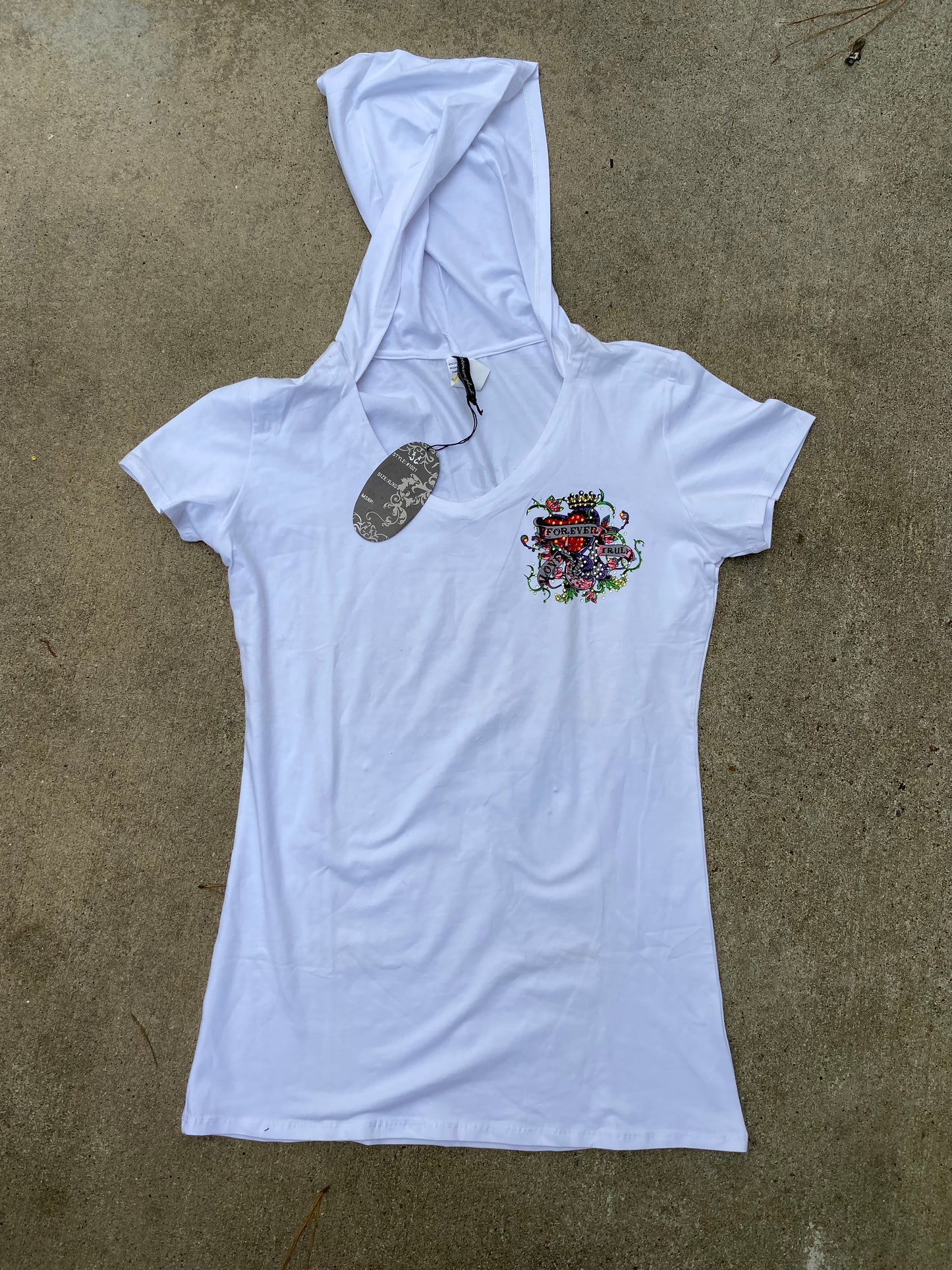 Ed hardy type white mini hoodie dress xl